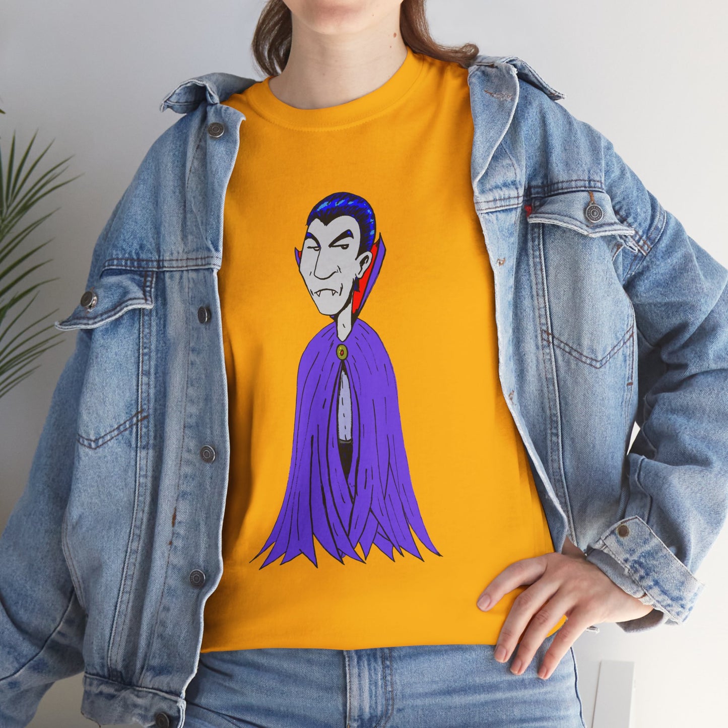 Vampire Cartoon Tee - Cute Purple Cloak Dracula Graphic T-Shirt