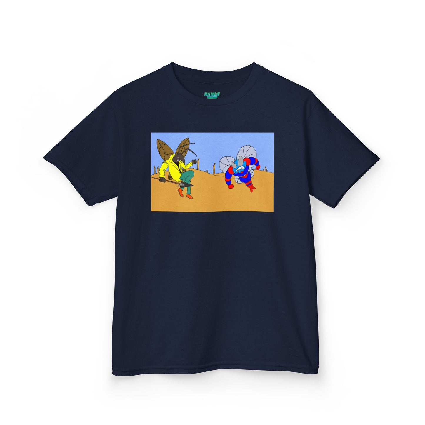 Astro-Fly and Wasp Warrior Kids Tee — Colorful Desert Beetle Cartoon Illustration
