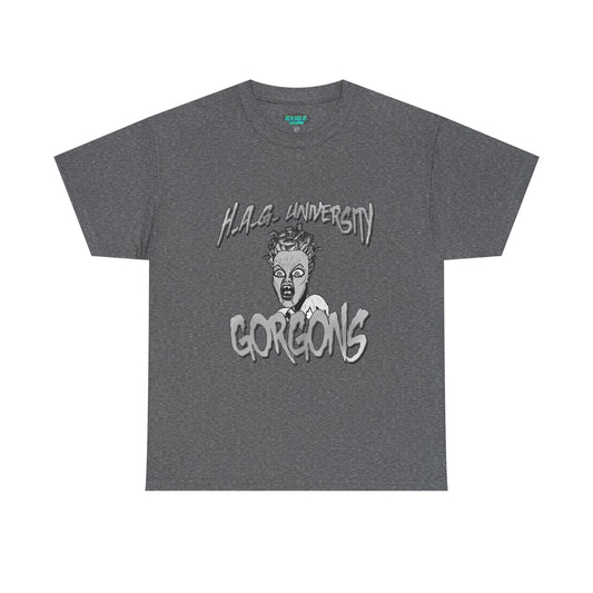 Graphic Tee with Gorgon Mascot - Greek Mythology University Unisex Shirt