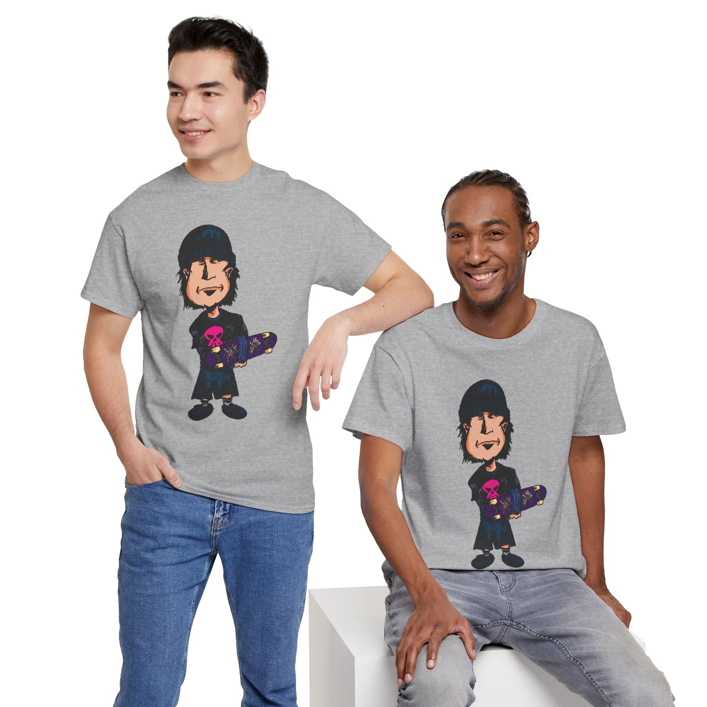 Rude Skater Dude - Skate Punk - Skater Kid Cartoon T‑Shirt — Cute Skateboarder Graphic Tee