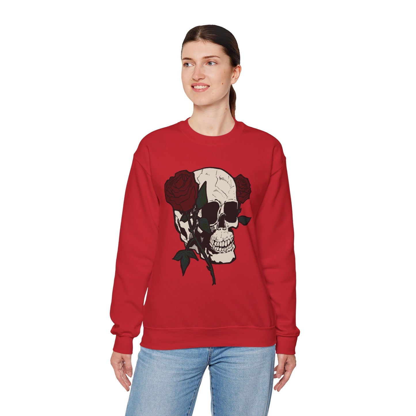 Skull & Rose Crewneck Sweatshirt - Unisex Heavy Blend™