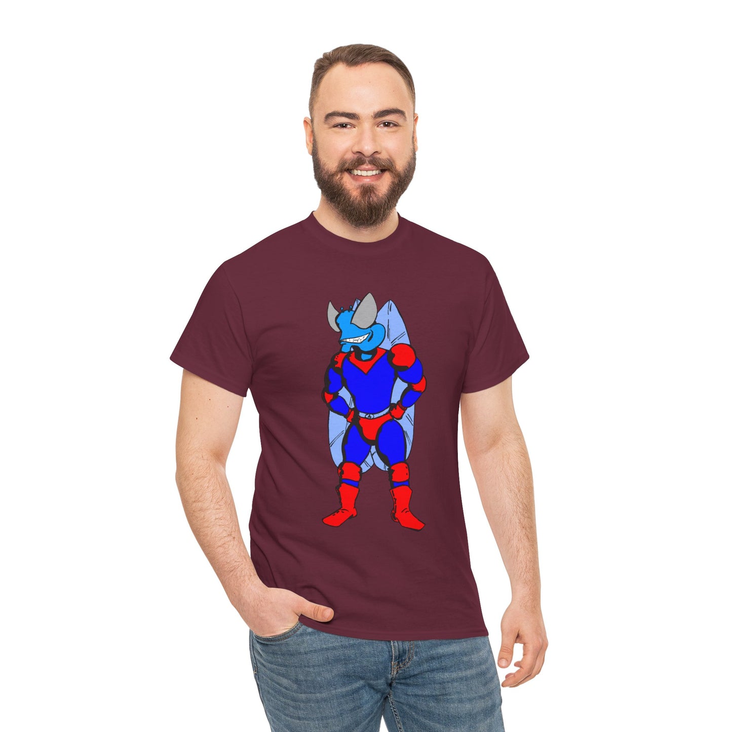 Astro-Fly Hero Graphic Tee - Blue & Red Superhero T-Shirt