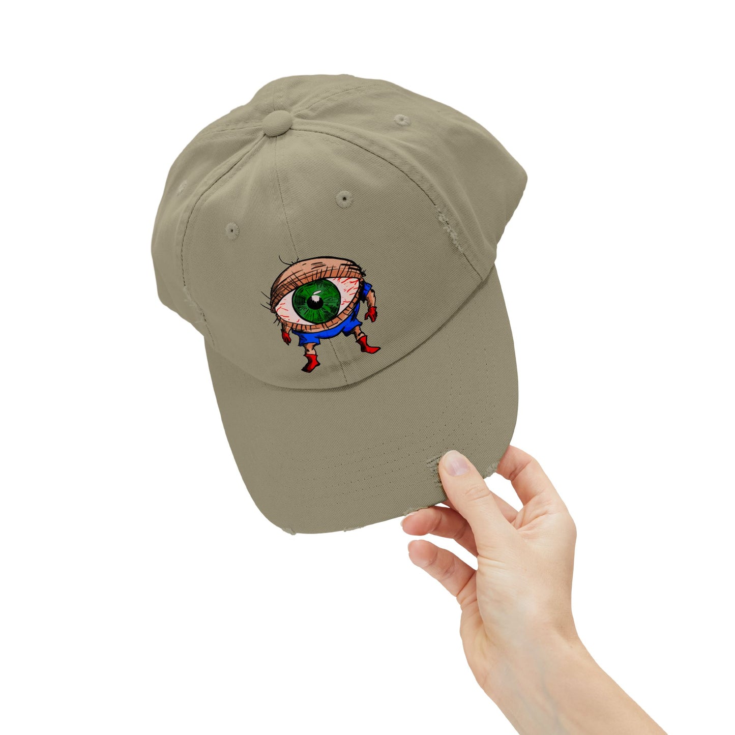 Terrif-EYE-ing Unisex Distressed Cap with Quirky Eyeball Design - Perfect for Casual Style