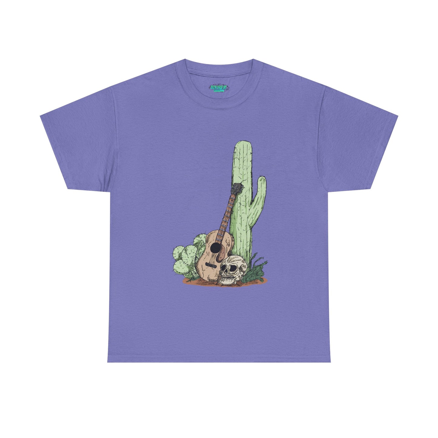 Desert Vibe Graphic Tee - Unisex Heavy Cotton Shirt, Boho Cactus Shirt, Guitar Lover's Gift, Summer Top, Music T-Shirt