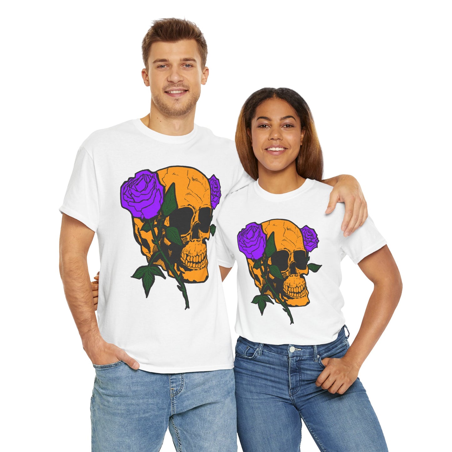 Skull and Roses Unisex Tee, Gothic Aesthetic Shirt, Vintage Graphic T-Shirt, Streetwear Essentials, Edgy Casual Wear