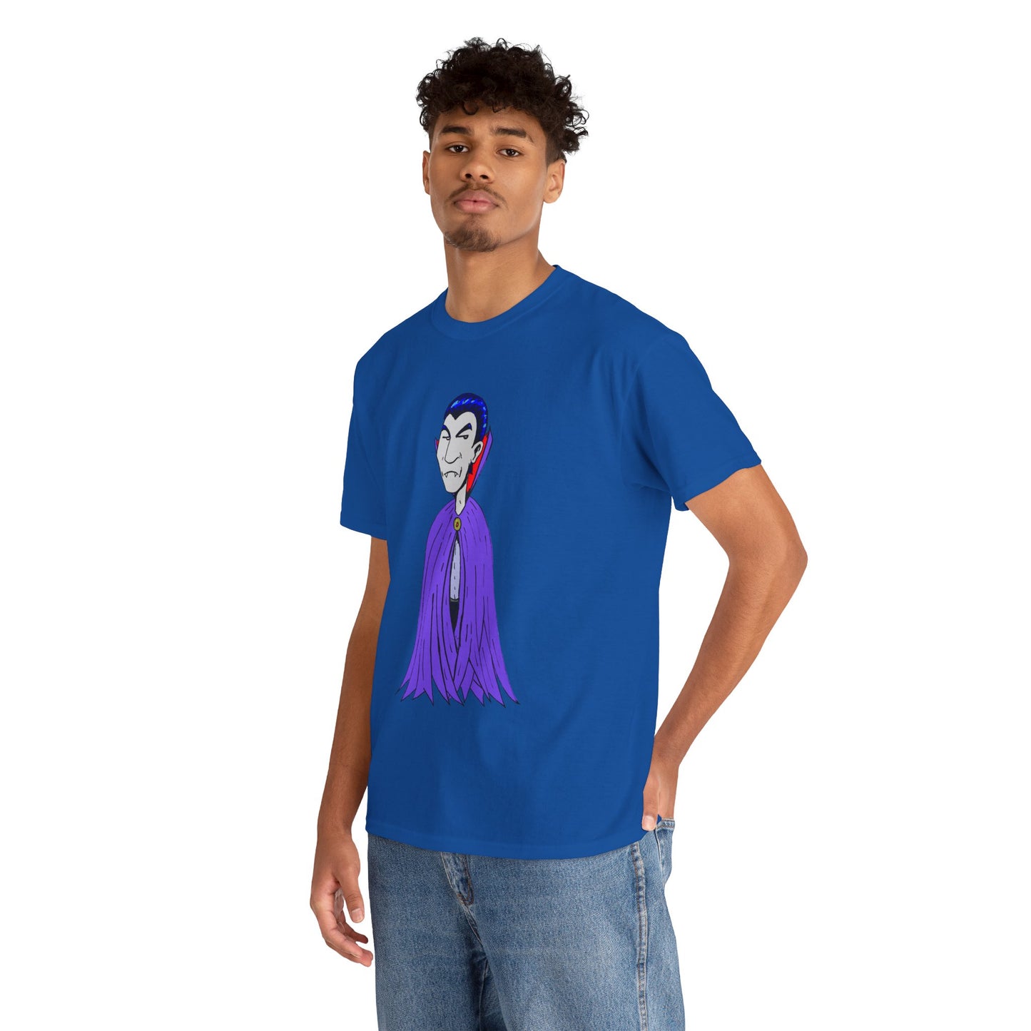 Vampire Cartoon Tee - Cute Purple Cloak Dracula Graphic T-Shirt