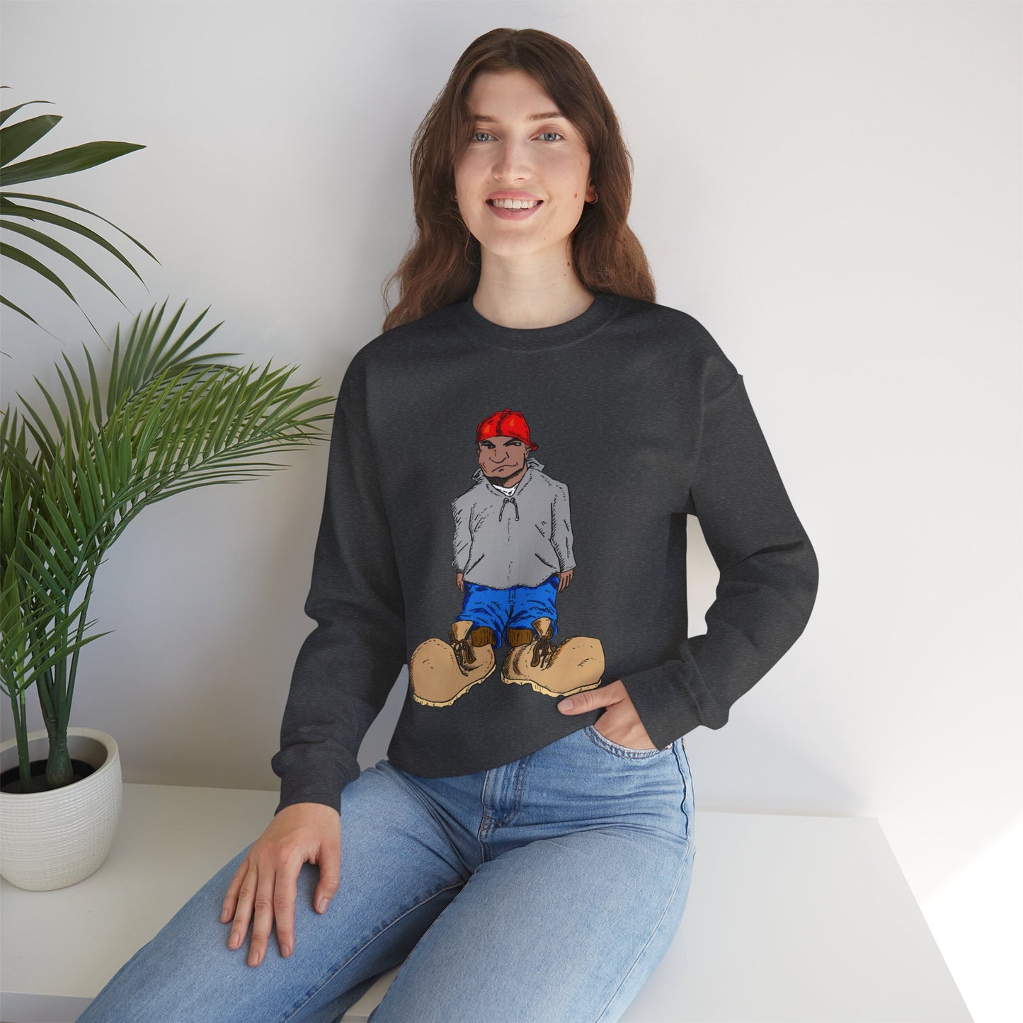 Urban Street Fun Character Boots Art Unisex Crewneck Sweatshirt