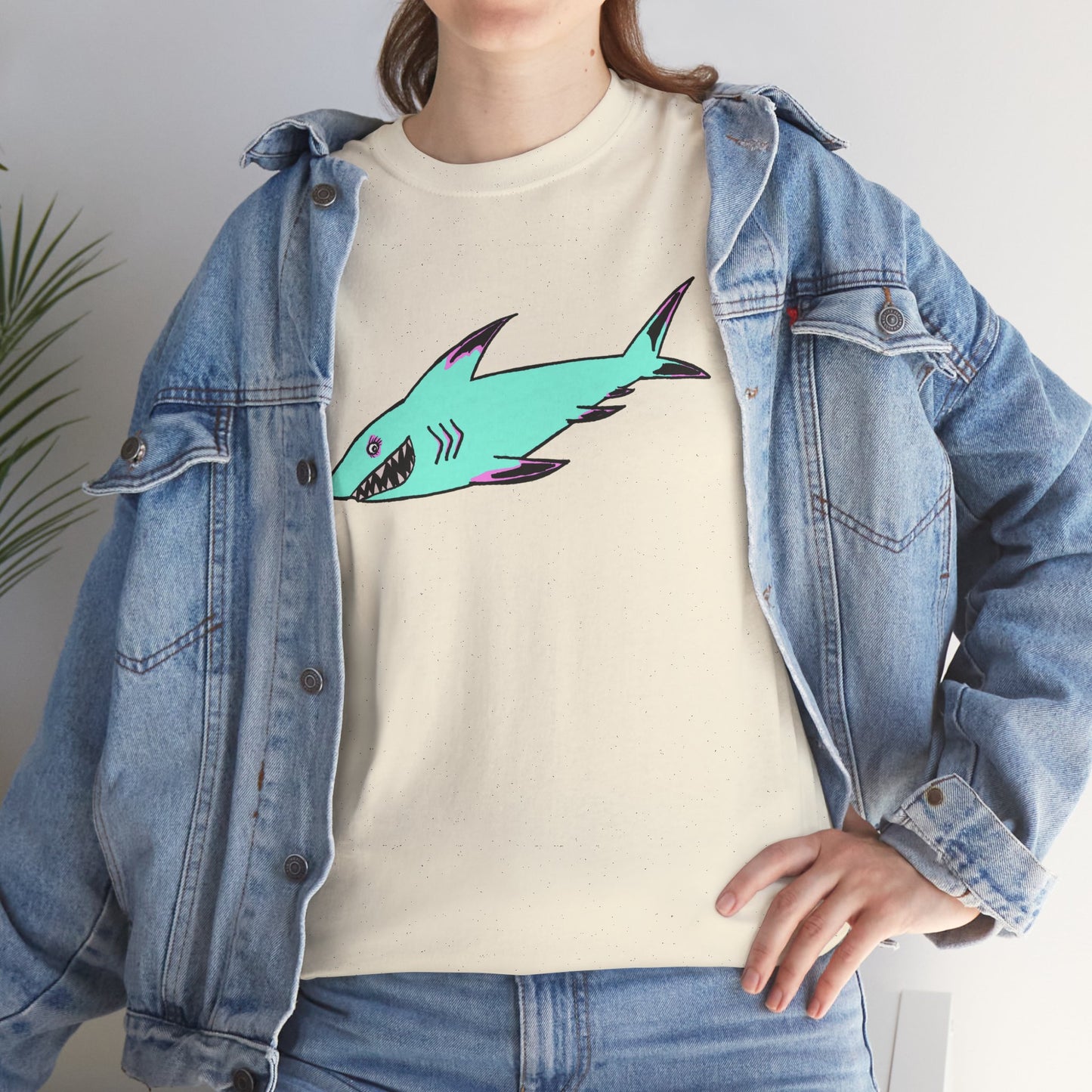 Cool Shark Graphic Unisex Heavy Cotton Tee, Ocean Lover Shirt, Beachwear, Casual Everyday Tee, Gift for Sharks Fans