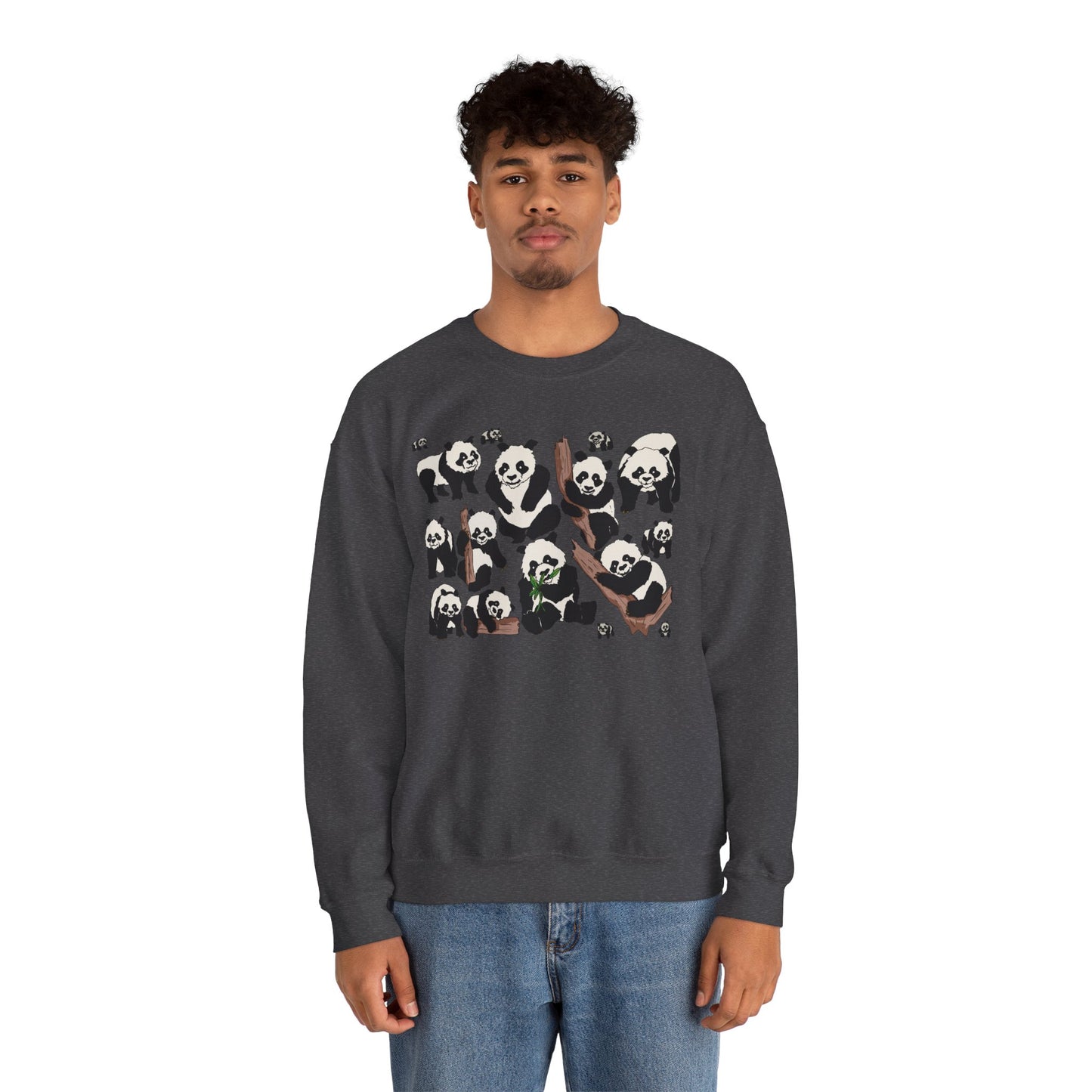 Cozy Panda Crewneck Sweatshirt - Soft Unisex Heavy Blend