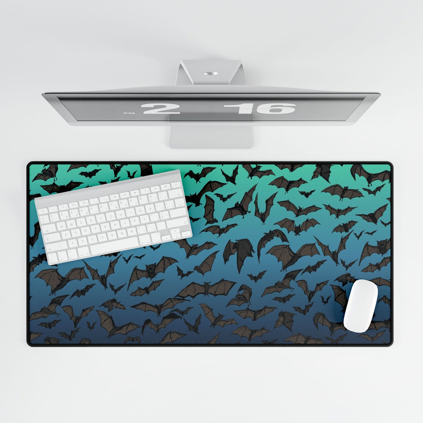 Bats Flight Oversized Desk Mat — Gothic Gradient Gaming & Office Mouse Pad and Card Playing Mat