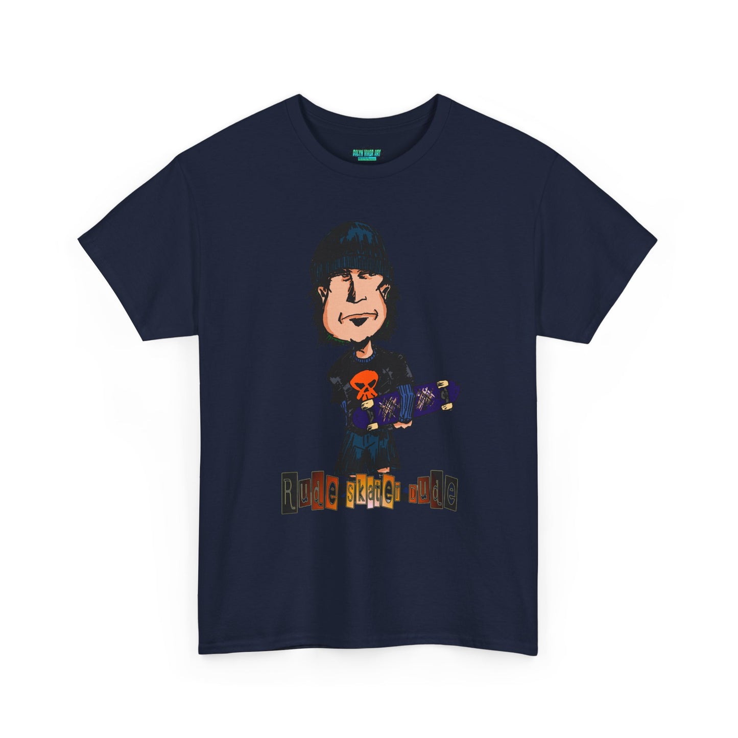 Rude Skater Dude Cartoon Skate Punk T-Shirt — Skateboarding Tee with Skull Design