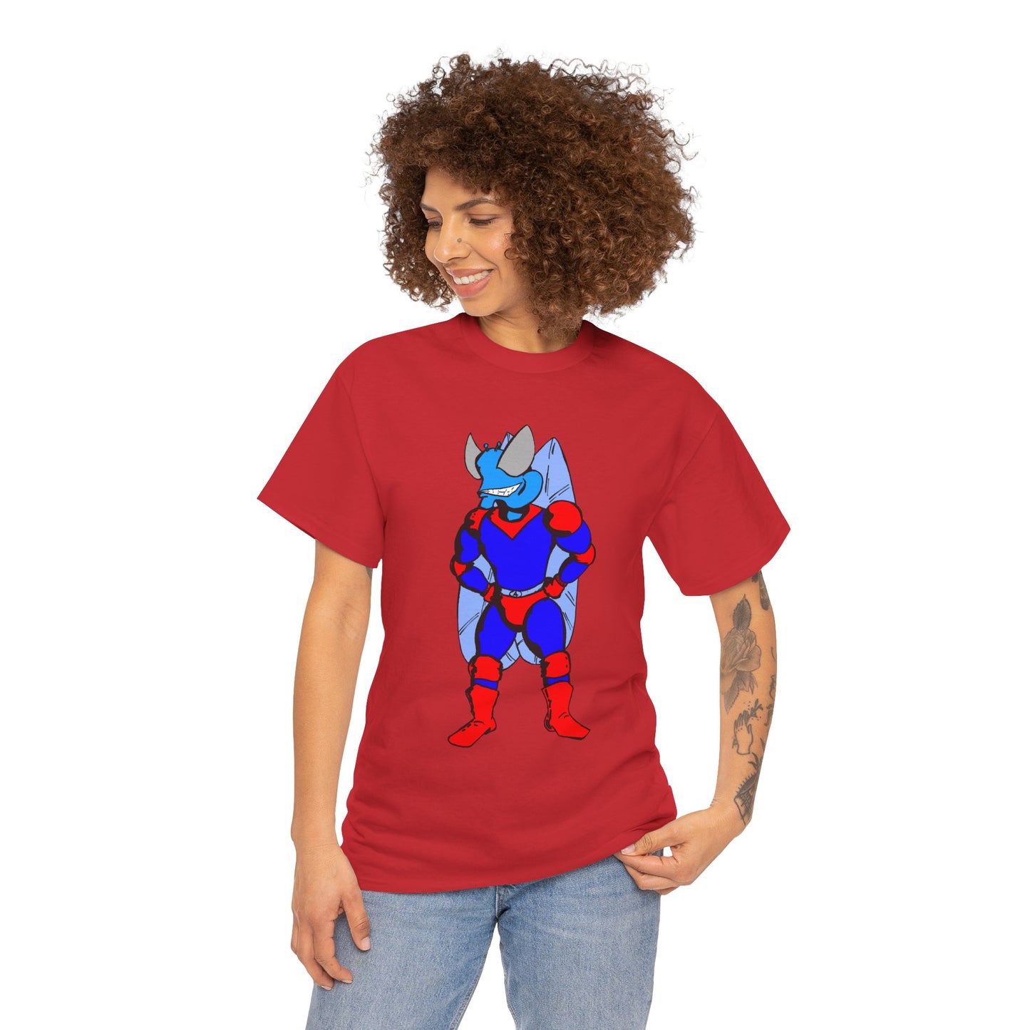 Astro-Fly Hero Graphic Tee - Blue & Red Superhero T-Shirt