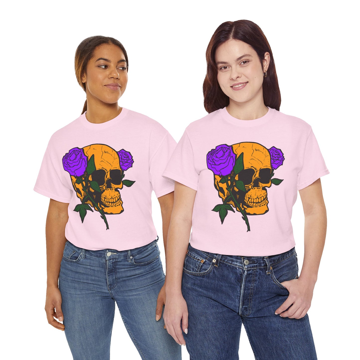 Skull and Roses Unisex Tee, Gothic Aesthetic Shirt, Vintage Graphic T-Shirt, Streetwear Essentials, Edgy Casual Wear
