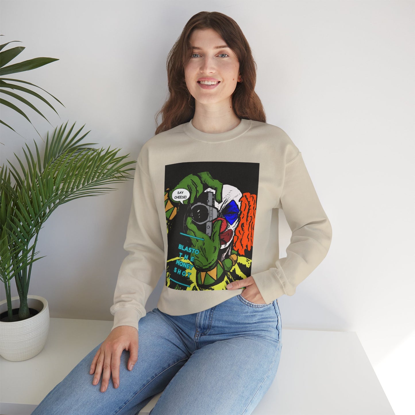 Blasto the Clown Retro Homage Graphic Crewneck Sweatshirt - 'Blast from the Past'
