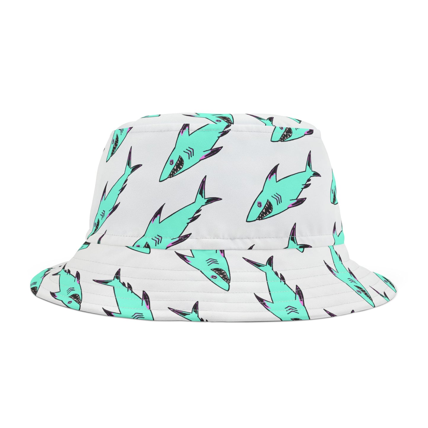 Shark Print Bucket Hat, Stylish Summer Accessory, Beach Wear, Perfect Gift for Ocean Lovers, Trendy Outdoor Hat