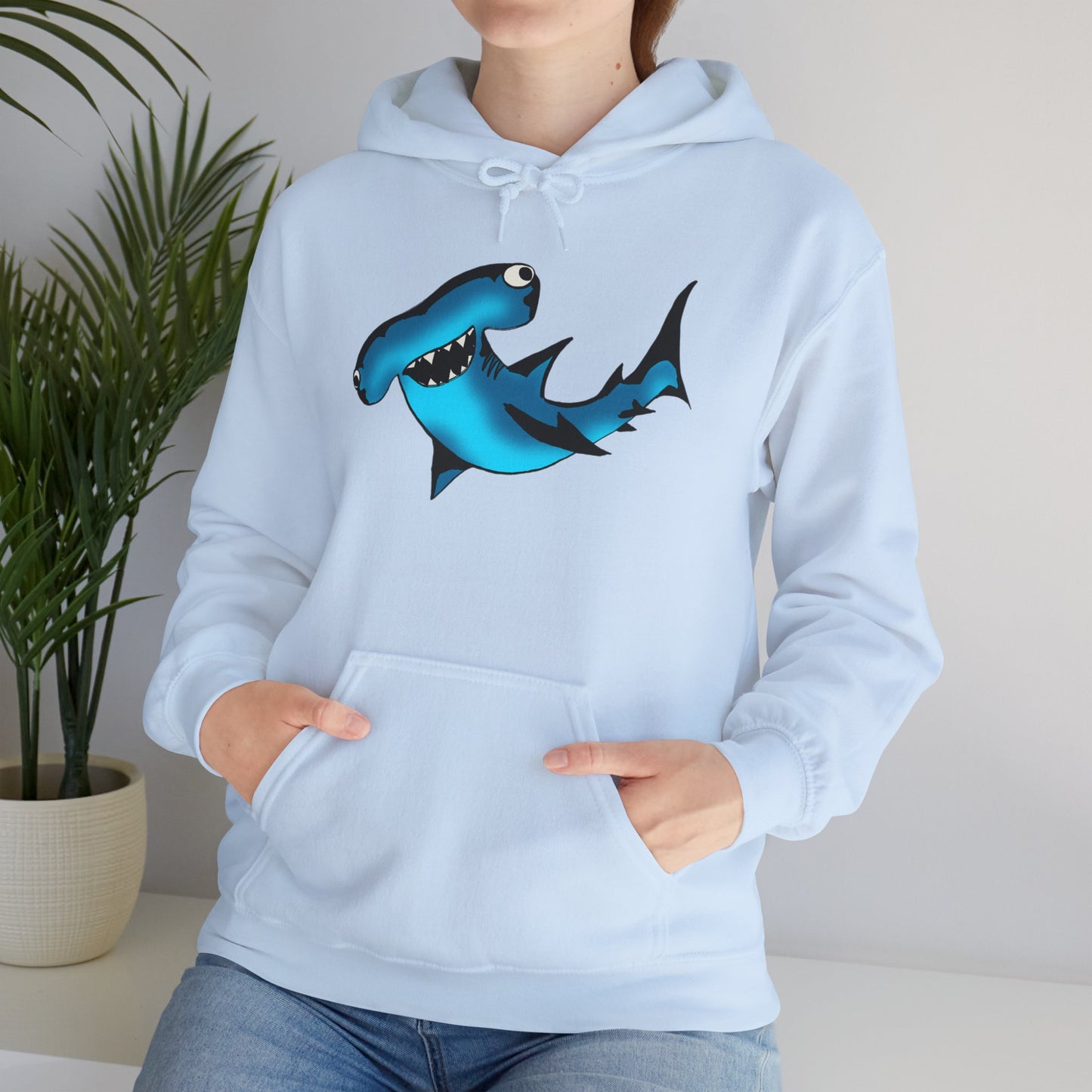 Harley Hammerhead Shark Design Unisex Hooded Sweatshirt, Funny Gift for Ocean Lovers, Casual Wear, Beach Days, Unique Apparel, Birthday Present