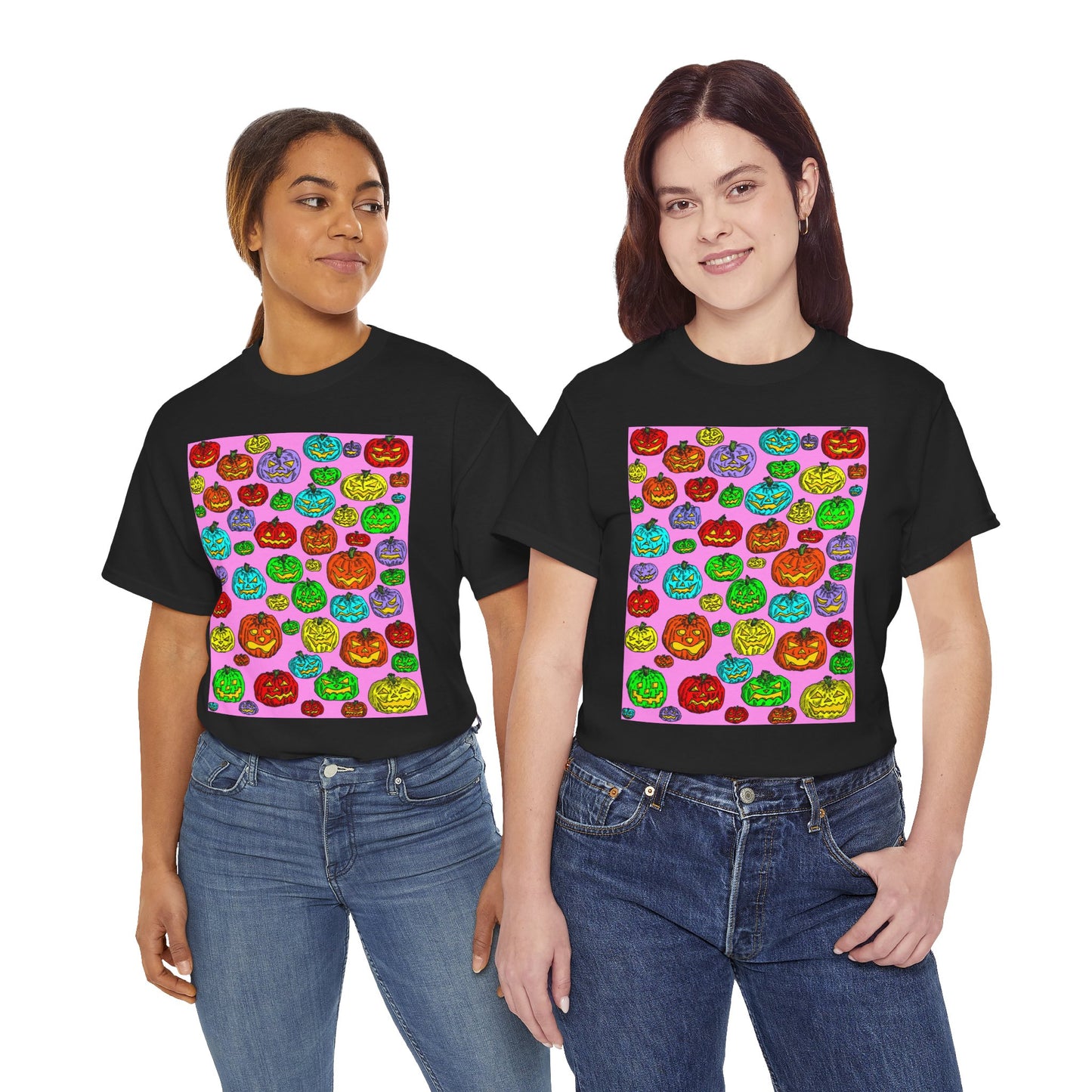 Colorful Pumpkin Graphic Tee, Unisex Cotton T-Shirt, Halloween Costume, Fall Apparel, Trendy Graphic Shirt, Casual Wear