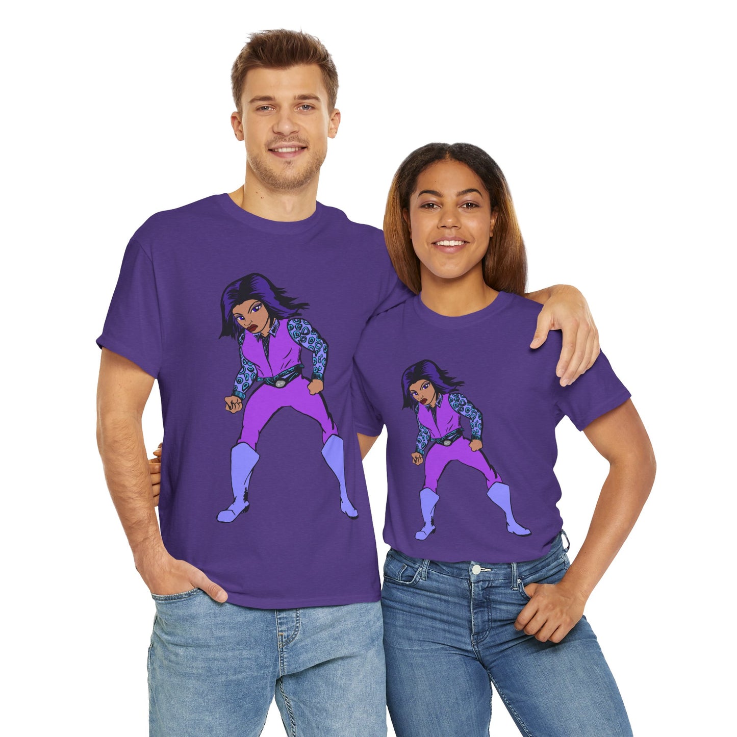 Retro Cartoon Hero Woman Character Unisex Heavy Cotton Tee, Vintage Graphic Tee, Fun T-Shirt, Gift for Fans, Casual Wear, Everyday Tee