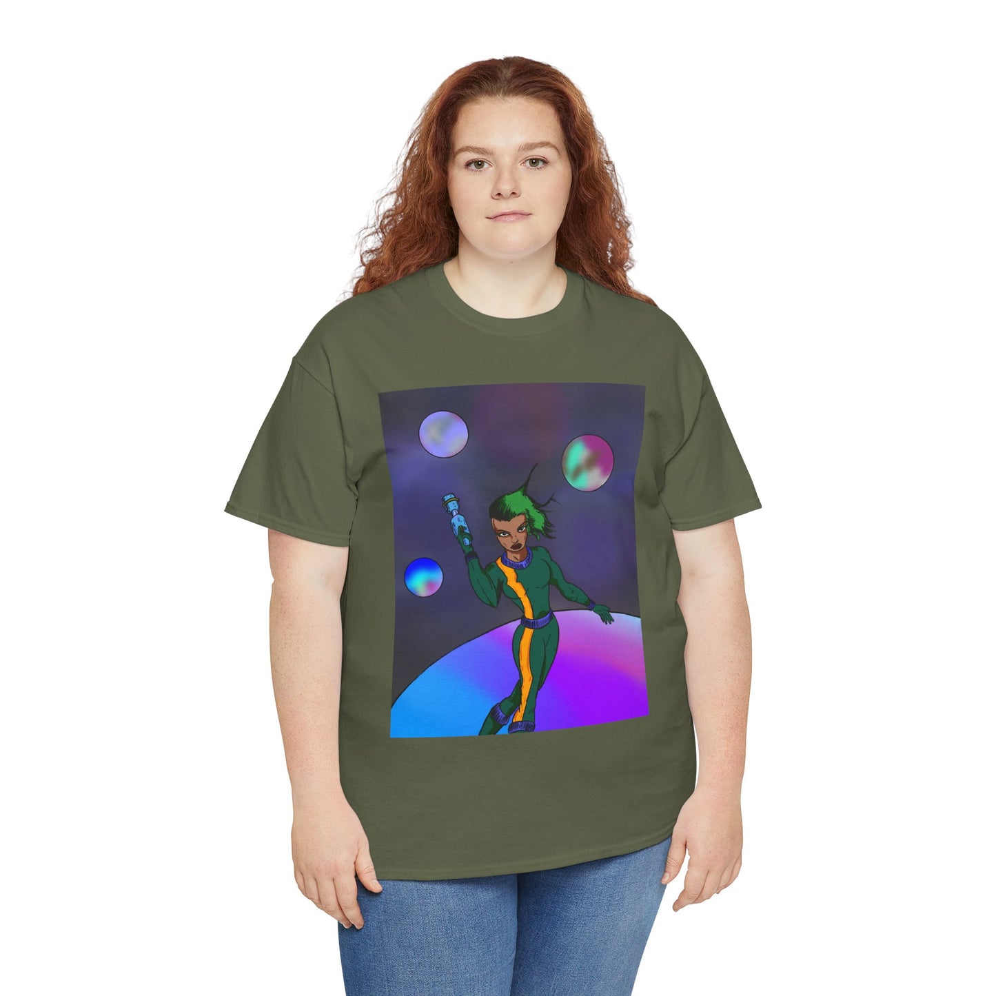 Cosmic Hero Vibe Tee - Unisex Heavy Cotton Tee, Space Art Shirt, Retro Sci-Fi T-Shirt, Gift for Space Lovers, Unique Graphic Tee