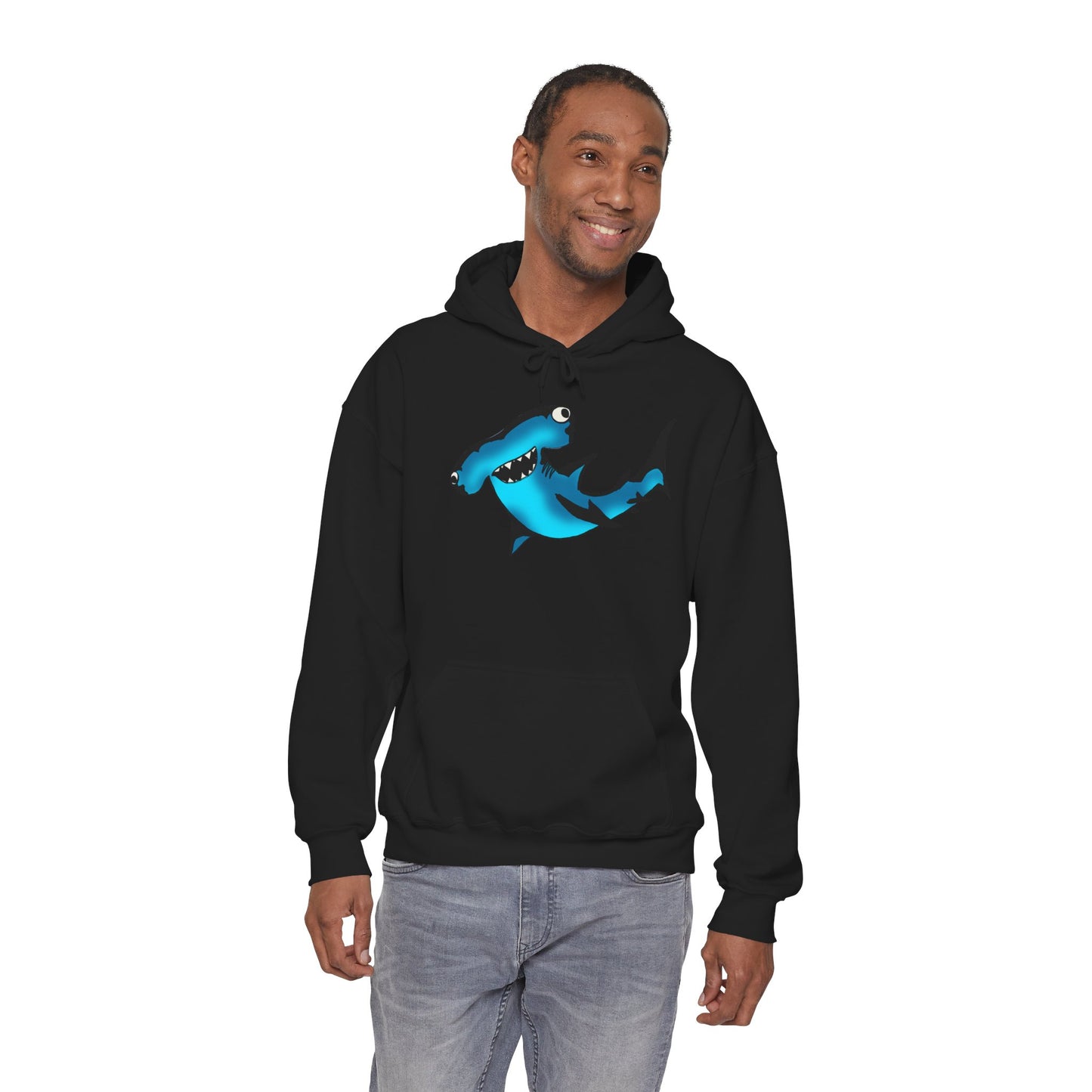 Harley Hammerhead Shark Design Unisex Hooded Sweatshirt, Funny Gift for Ocean Lovers, Casual Wear, Beach Days, Unique Apparel, Birthday Present