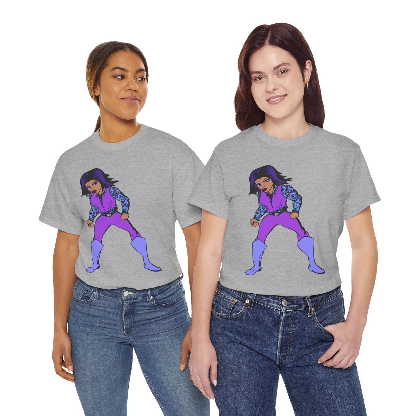 Retro Cartoon Hero Woman Character Unisex Heavy Cotton Tee, Vintage Graphic Tee, Fun T-Shirt, Gift for Fans, Casual Wear, Everyday Tee