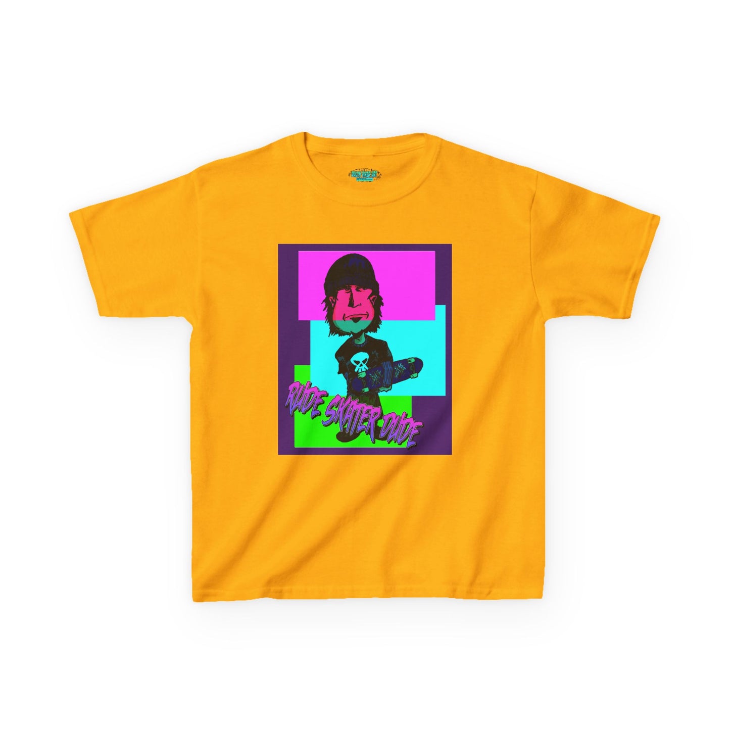 Kids Tee — Retro Neon Rude Skater Dude Kid Graphic T-Shirt