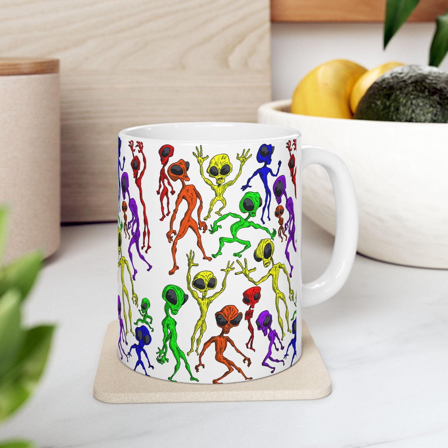 Alien Dance Party Ceramic Mug - Quirky Coffee Cup for Sci-Fi Lovers, Unique Gift for Birthdays, Parties, Holidays, Fun Kitchen Decor