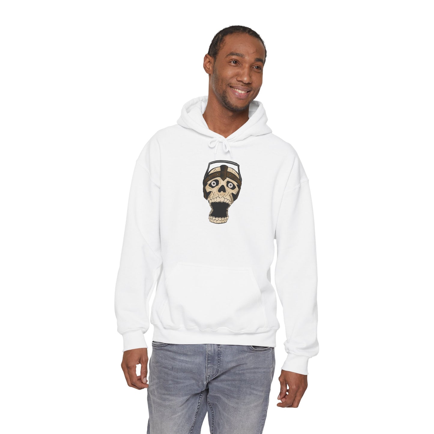 Screaming Skull Graphic Hoodie, Unisex Heavy Blend Sweatshirt, Cozy Casual Wear, Gift for Halloween, Unique October Fashion, Everyday Comfort