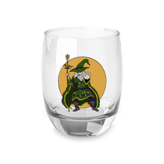 Wizard Holding a Magical Staff Whiskey Glass