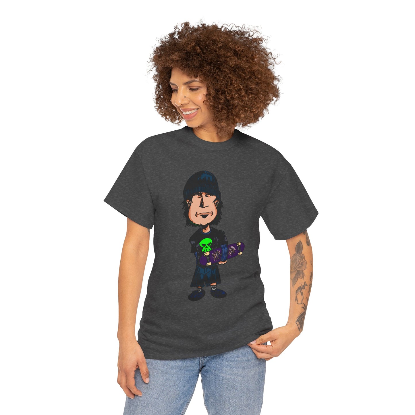 Rude Skater Dude - Skate Punk Cartoon Tee – Boy with Skateboard Graphic Shirt
