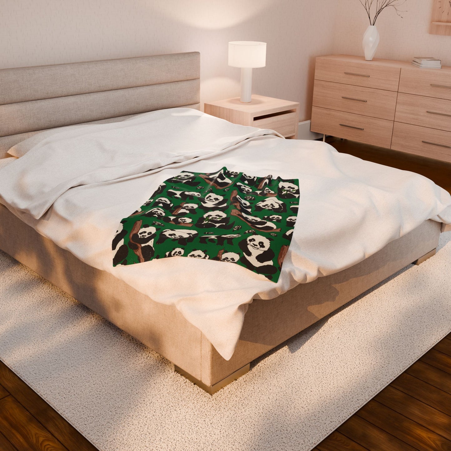 Cozy Panda Velveteen Plush Blanket | Soft Throw for Kids, Nursery Decor, Animal Lover Gift, cuddly sofa blanket, Warm Home Accessory