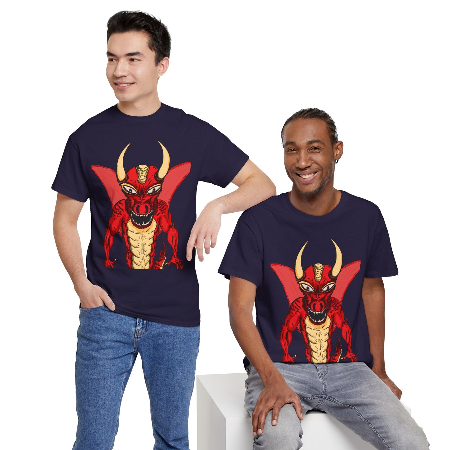 Bold Red Dragon Unisex Heavy Cotton Tee | Graphic Shirt for Anime Fans, Party Wear, Casual Outfit, Gift for Him/Her