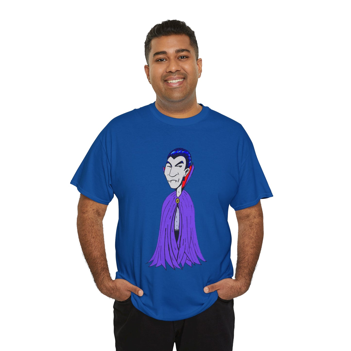 Vampire Cartoon Tee - Cute Purple Cloak Dracula Graphic T-Shirt