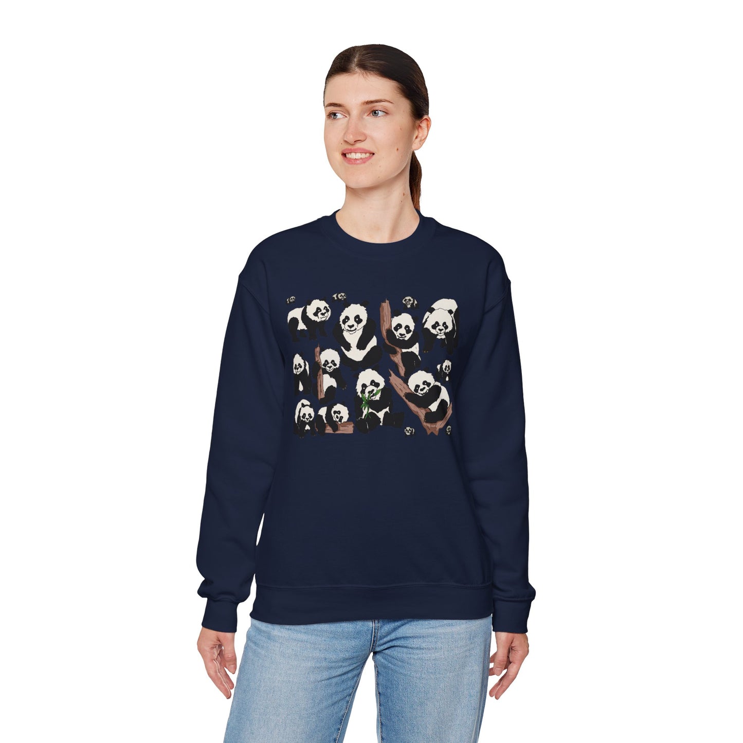 Cozy Panda Crewneck Sweatshirt - Soft Unisex Heavy Blend