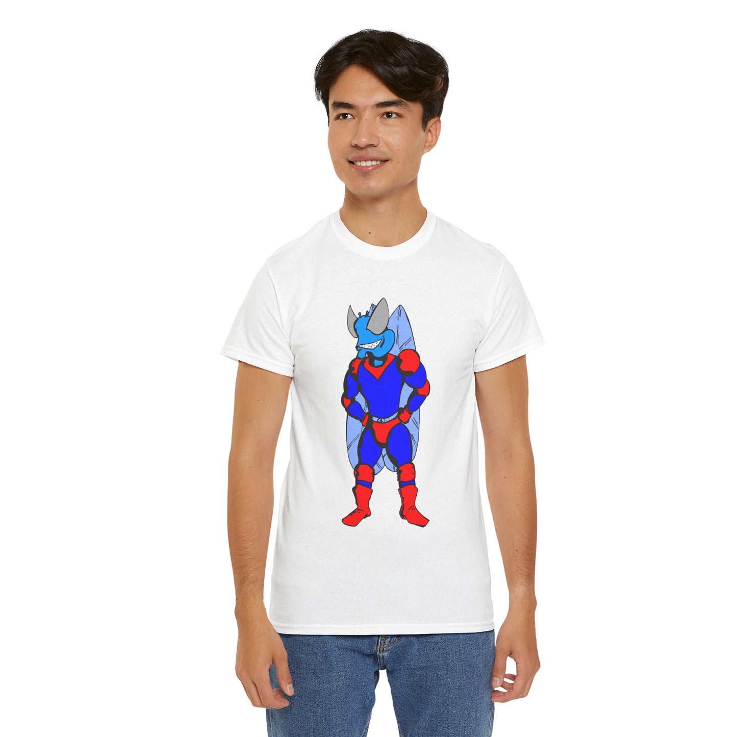 Astro-Fly Hero Graphic Tee - Blue & Red Superhero T-Shirt