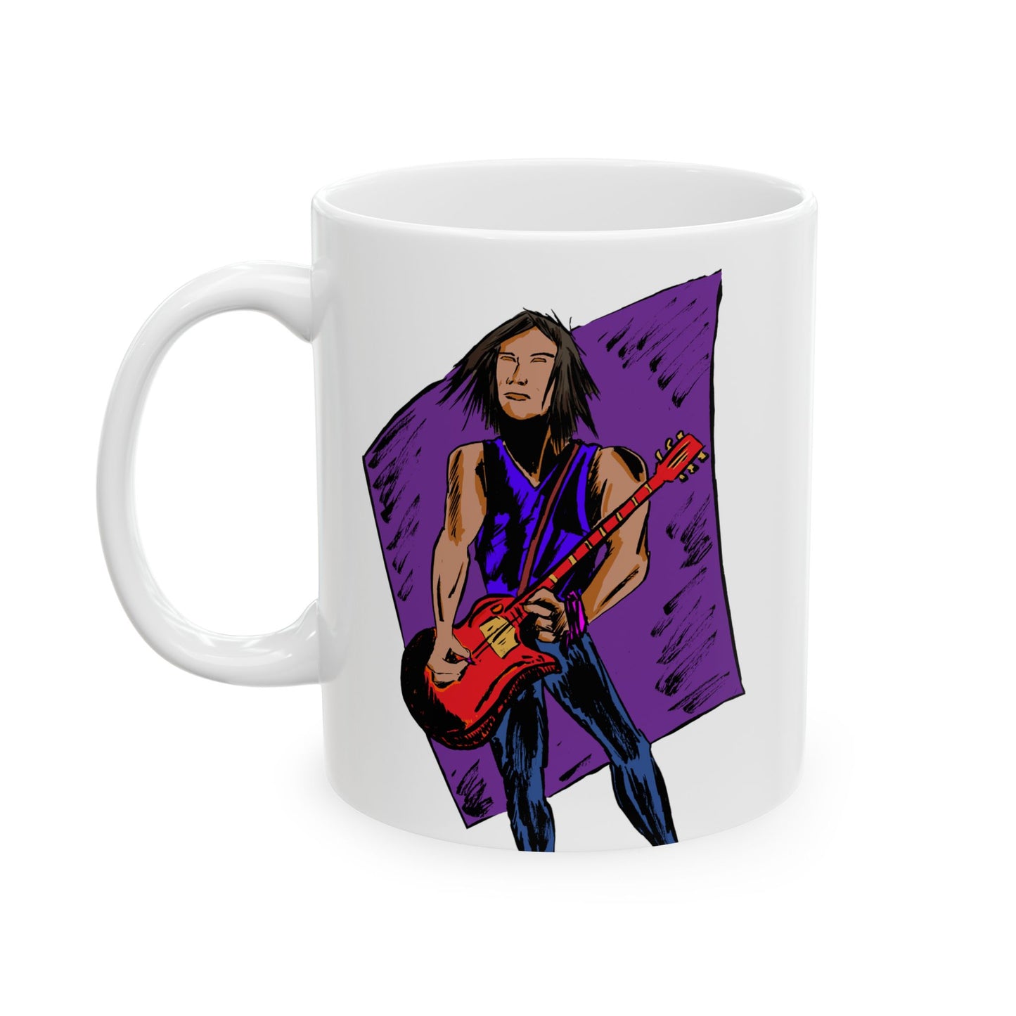 Ceramic Mug with Whimsical Rockstar Art, Unique Gift, Coffee Lover's Mug, Tea Time Essential, Colorful Drinkware
