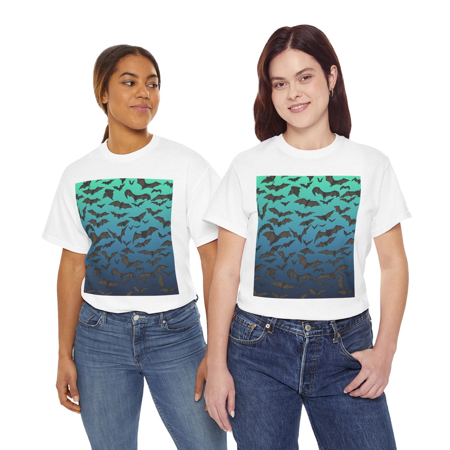 Bat Swarm Graphic Tee — Gradient Night Flight T-Shirt