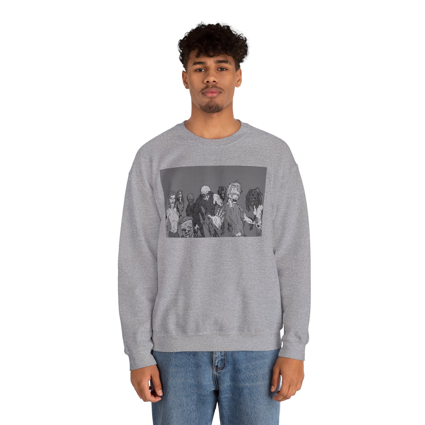 Vintage Zombie Horror Crewneck Sweatshirt - Unisex Heavy Blend™