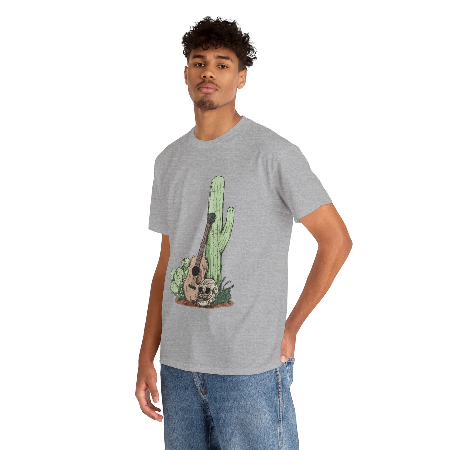 Desert Vibe Graphic Tee - Unisex Heavy Cotton Shirt, Boho Cactus Shirt, Guitar Lover's Gift, Summer Top, Music T-Shirt