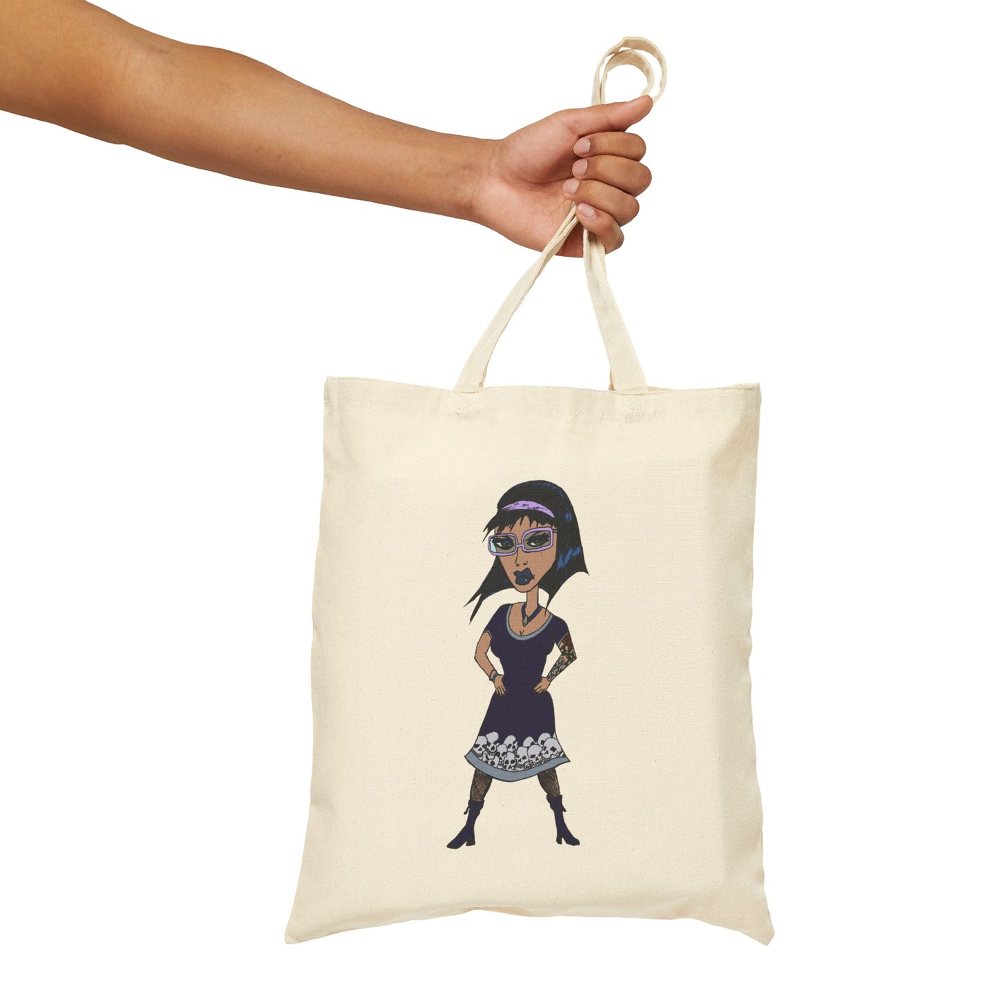 Vintage Goth Woman Cotton Canvas Tote Bag –  Reusable Market Bag