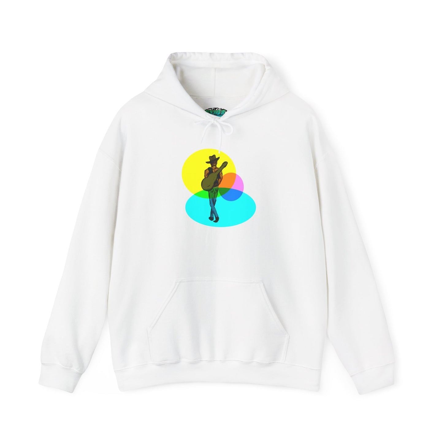 Cowboy with Guitar Hoodie — Colorful Retro Music Graphic Sweatshirt