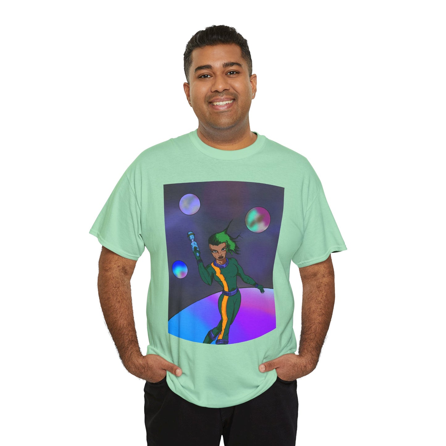 Cosmic Hero Vibe Tee - Unisex Heavy Cotton Tee, Space Art Shirt, Retro Sci-Fi T-Shirt, Gift for Space Lovers, Unique Graphic Tee