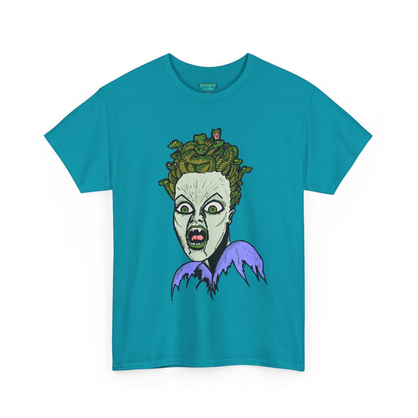 Spooky Medusa Unisex Heavy Cotton Tee - Perfect for Halloween, Horror Fans, Casual Wear, Party Outfits, Graphic Tees