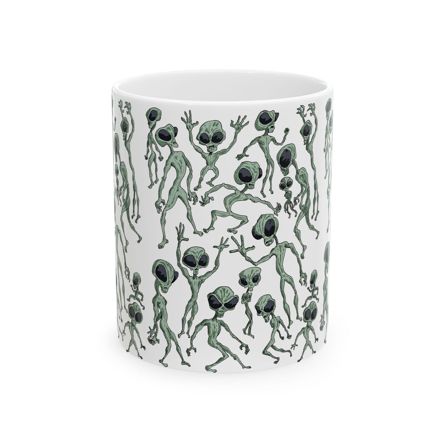 Alien Dance Party Ceramic Mug - Fun Gift for Sci-Fi Lovers, Unique Coffee Cup, Quirky Kitchen Decor, Perfect for Birthdays, Holidays