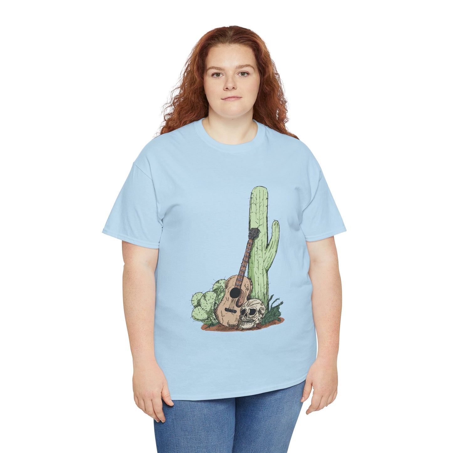 Desert Vibe Graphic Tee - Unisex Heavy Cotton Shirt, Boho Cactus Shirt, Guitar Lover's Gift, Summer Top, Music T-Shirt