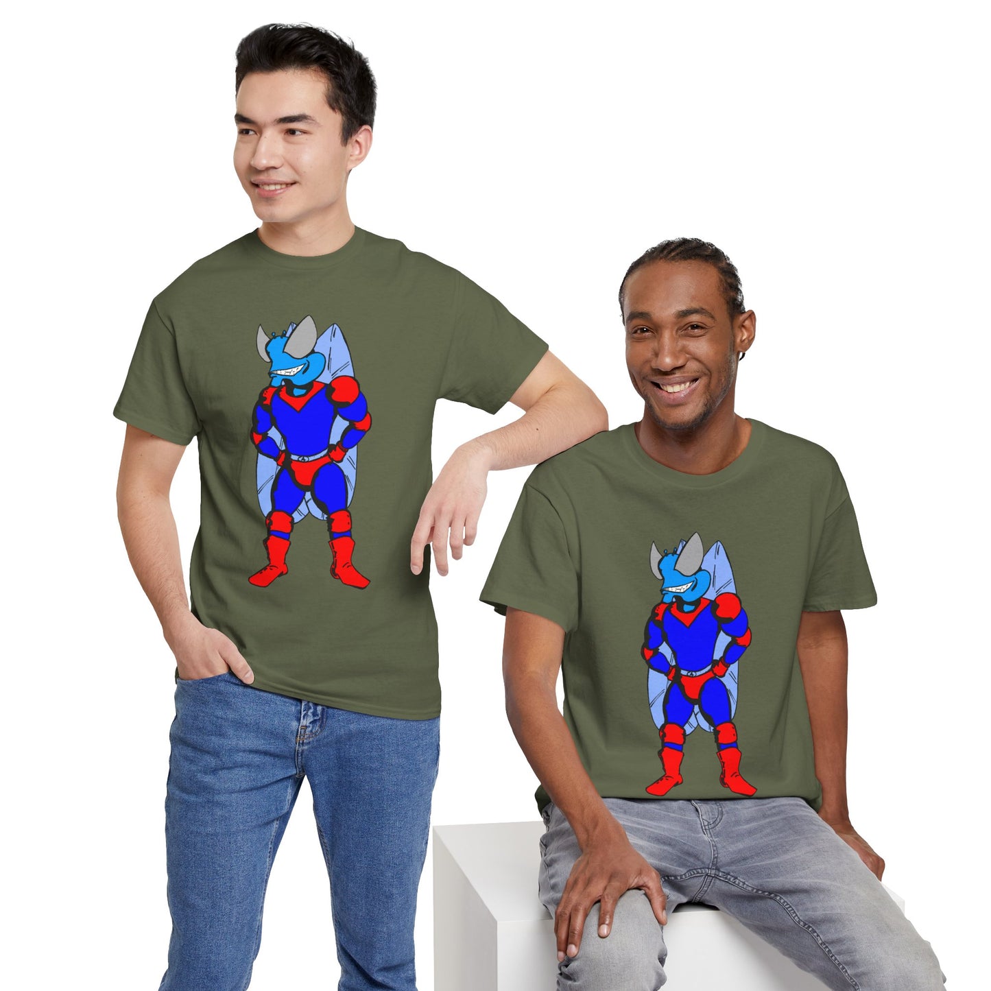 Astro-Fly Hero Graphic Tee - Blue & Red Superhero T-Shirt