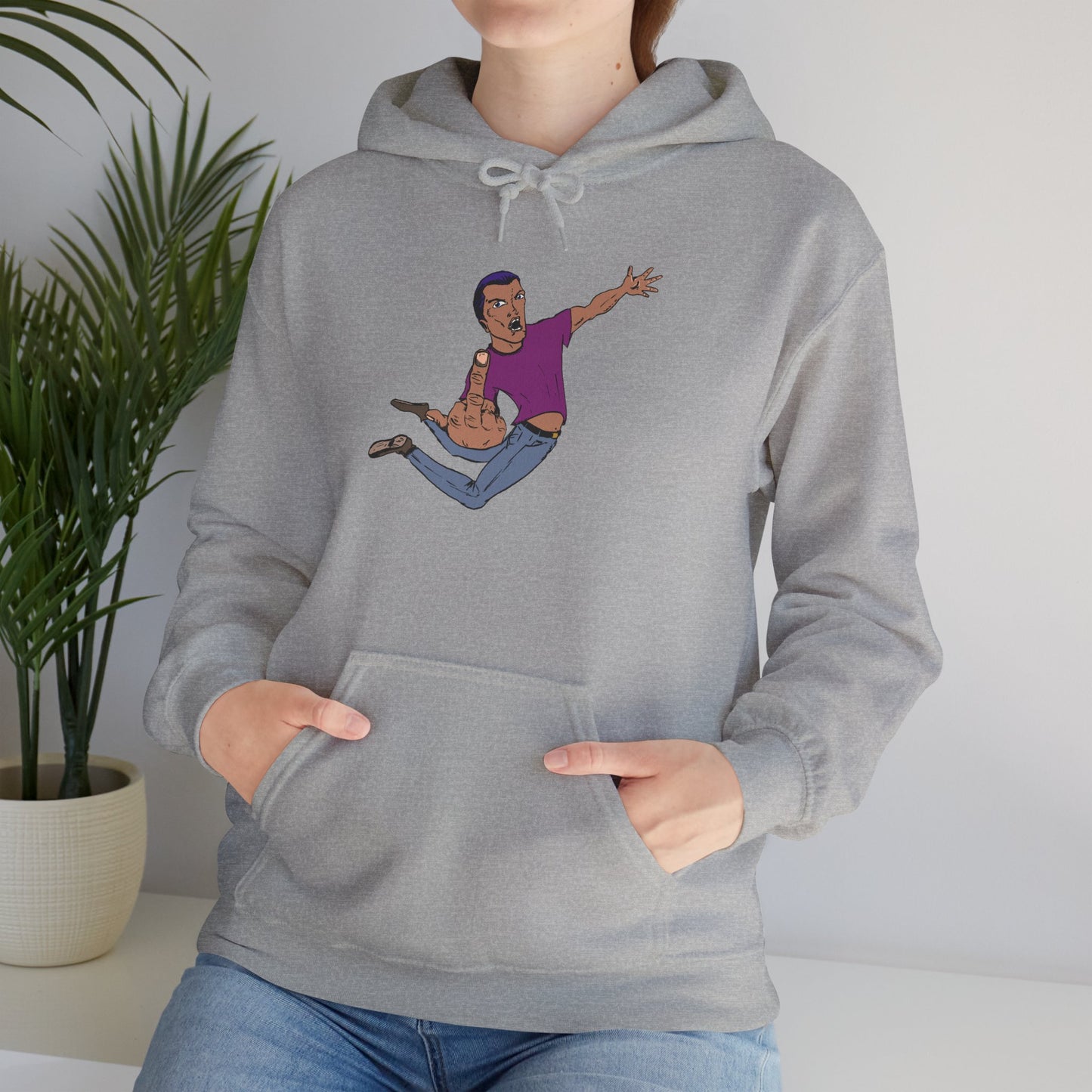 Funny Flying Eff Unisex Hooded Sweatshirt with Cartoon Design, Casual Hoodie, Gift for Friends, Birthday Gift, Loungewear