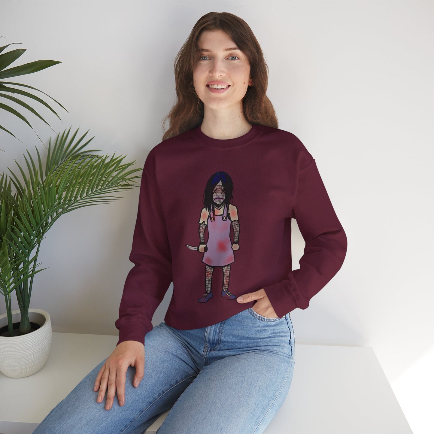 Evil Doll Edgy Graphic Sweatshirt for Unique Style