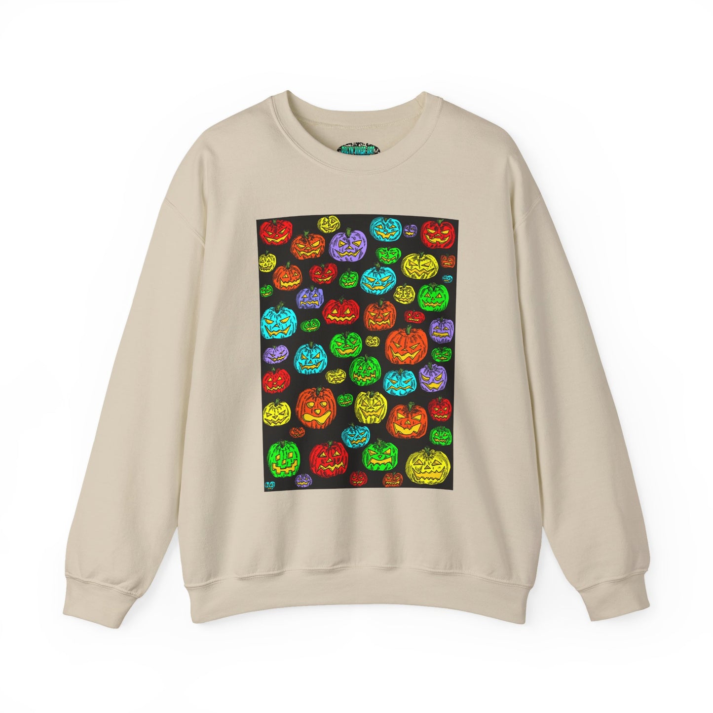 Halloween Colorful Pumpkin Graphic Crewneck Sweatshirt
