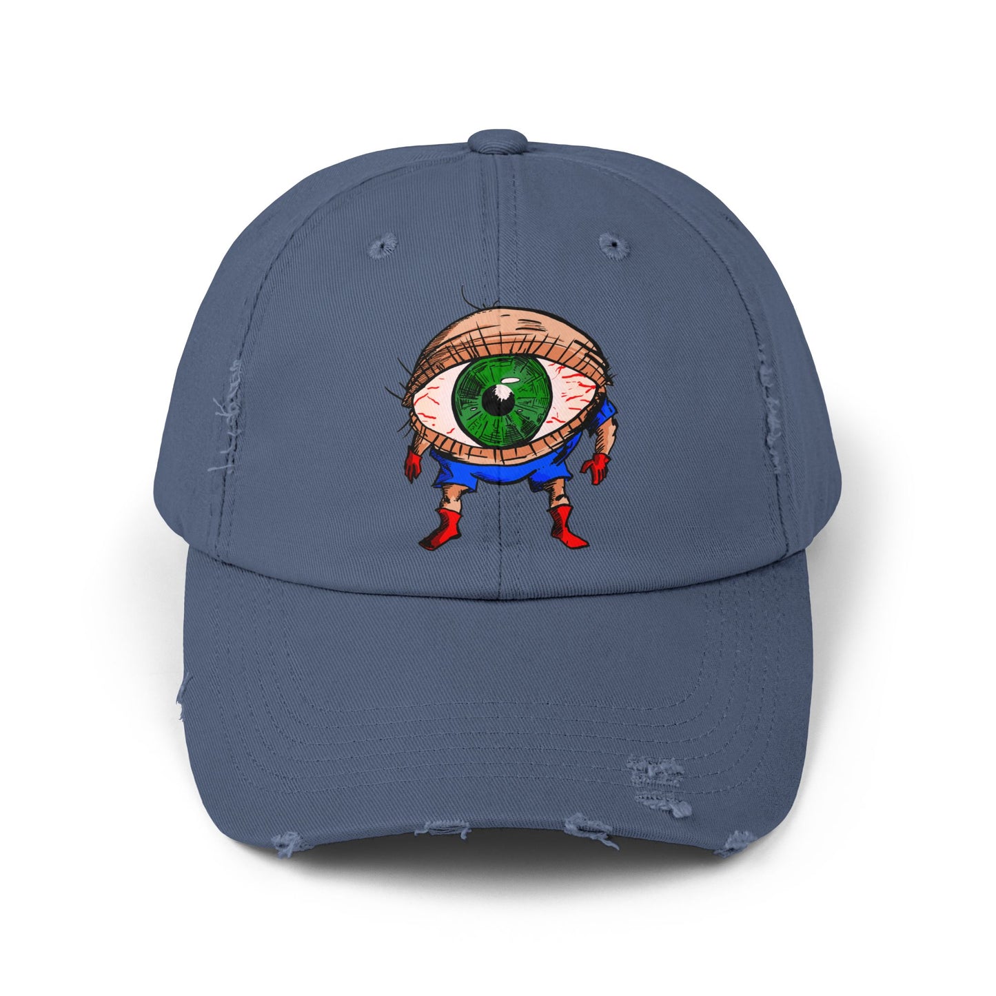 Terrif-EYE-ing Unisex Distressed Cap with Quirky Eyeball Design - Perfect for Casual Style